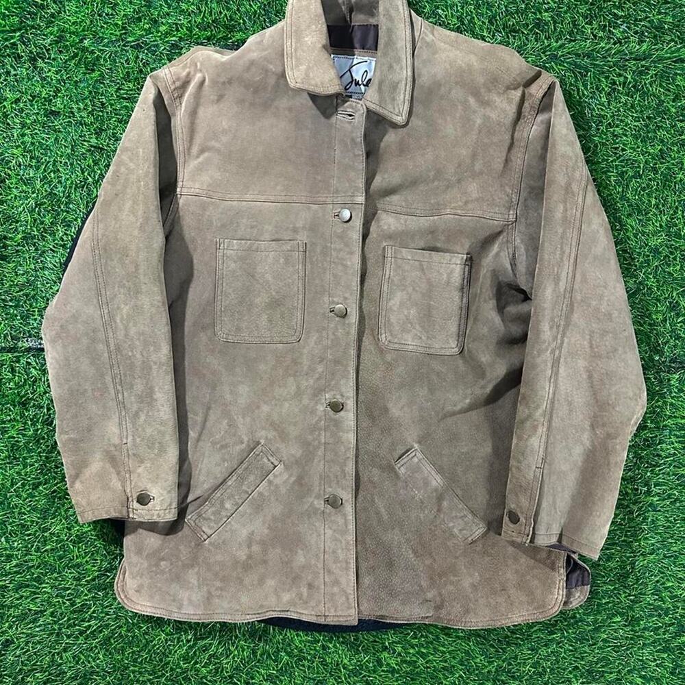 Vintage Jules Suede Leather Jacket w/ Satin Lining - XL; 22x30 (Width/Length)